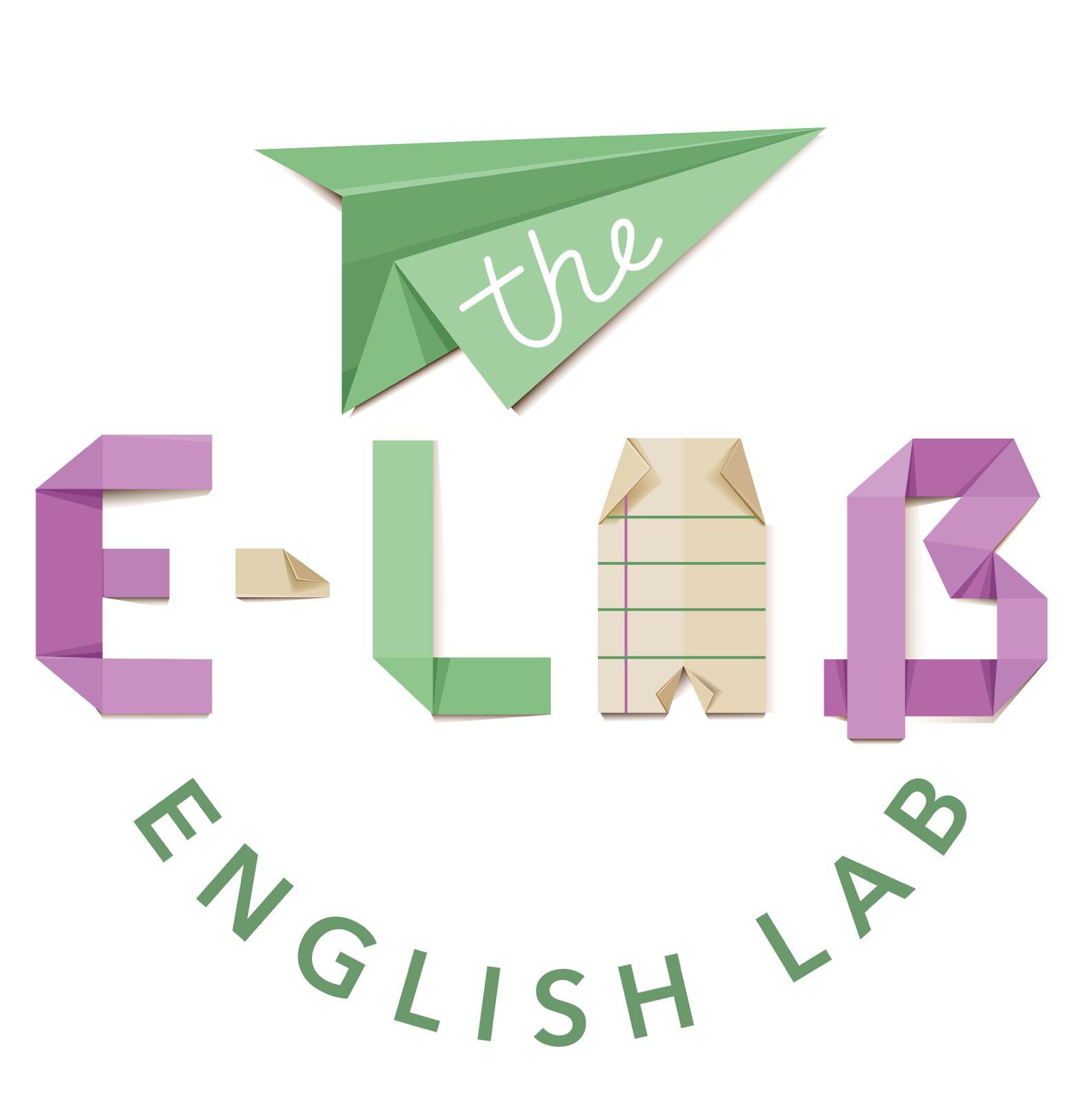 Logo The English Lab con avión de papel